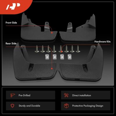 A-Premium Mud Flaps Compatible with Chevrolet Tahoe, Suburban & GMC Yukon, Yukon XL, 2021 2022 2023, No Drilling Required Mud Guards with Hardware Accessories, Set of 4 Front and Rear - Image 3