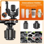 Phone Holders for Your Car, 2 in 1 Cup Holder Phone Mount with Expander, Secure Hold, Adjustable Base and Long Arm with 360°Rotation Car Phone Holder for 4-7‘’ devices and Up to 5.31'' Most Bottles - Image 4