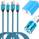 Android C Type USB C Car Charger Fast Charging for Samsung Galaxy S25FE/S25 Edge/S25 Ultra/S25 Plus/A17/A16/A36/A26/A23/S24FE/S24 Ultra/S24 Plus/S23FE/A56/A35, QC3.0 18W Charger Block+USB C Cable 6FT