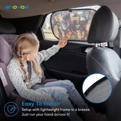 Enovoe Car Window Shades (4 Pack) - Sun Shade Blocker for Baby & Children, Cling Windows Cover, Glare Shield and UV Rays Protection, Side Window Screens for SUV, Mesh Car Windows Shade (21"x14") - Image 4