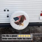 Spare Tire Cover, White Wheel Cover with American Eagle USA Flag PVC Leather Waterproof Dust-Proof Universal Fit for Jeep Trailer RV SUV Camper Vehicle (17 Inch) - Image 4