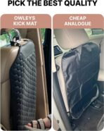 Owleys Kick Mat Back Seat Protector - Car Back Seat Cover for Kids Feet - Waterproof & Sturdy Protector for Upholstery from Dirt, Mud, Scratches and Stain (Black) - Image 9