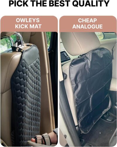 Owleys Kick Mat Back Seat Protector - Car Back Seat Cover for Kids Feet - Waterproof & Sturdy Protector for Upholstery from Dirt, Mud, Scratches and Stain (Black) - Image 9