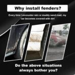 4 pcs Car Mud Flaps Universal Rubber Mudguard - Soft Material Automotive Fender - Splash Guards Rubber mud Guard Universal Pickup SUV - No Collision Universal 27cm23cm0.5cm - Image 5