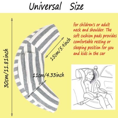 Car Seat Travel Pillow Neck Support Cushion Pad for Kids, WenMei Super Soft Headrest Shoulder Pad in Car, Universal Safety Belt Sleeping Pillow for Children Adults, Compatible with All Cars (Gray) - Image 5