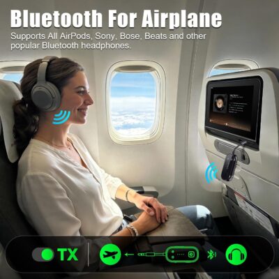 2026 Upgraded Pro Bluetooth 6.0 Transmitter Receiver|Bluetooth Adapter for TV/Airplane/Gym to Wireless Headphones/All Airpods,Dual Link & Low Latency,Wireless Adapter for Car/Home Stereo - Image 4