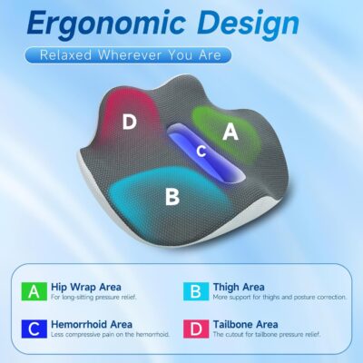 X-Large Car Seat Cushions for Driving ,Comfort Memory Foam Car Cushions for Driving for Back, Hip & Tailbone Pain Relief – Non-Slip Booster Pad for Short Drivers, Auto, Office Chair, Wheelchair - Image 7