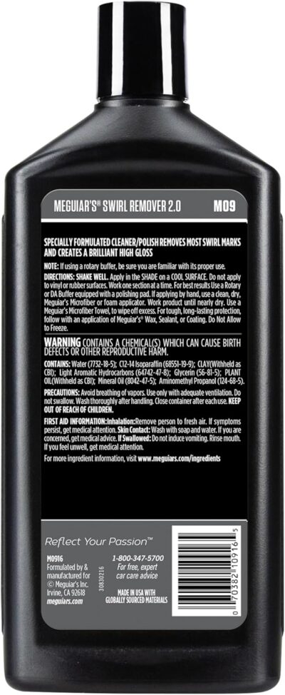Meguiar's M09 Mirror Glaze Swirl Remover 2.0, Scratch Swirl Remover Restores Shine and Gloss, Provides Professional Results by Hand or Machine, Designed to Be Easy to Use,16 Oz - Image 2