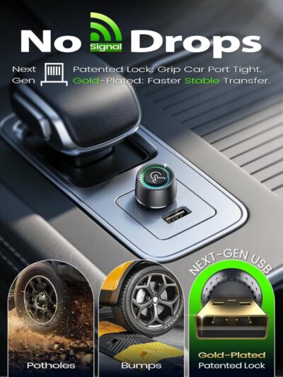 Wireless CarPlay Adapter for iPhone, 1-Click Switch for 2 Phones, Plug & Play, No Delay, Converts Wired to Wireless Car Play Dongle, Fast Stable for Cars 2016+ with Apple CarPlay & Android Auto Grey - Image 6