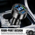 4 Ports Car Charger Adapter,12V/24V Car Cigarette Lighter USB Charger Including 3.1A/PD/Super Fast Charging Ports,Upgraded Cars Phone Chargers with LED Voltage Display & Soft Light - Image 3
