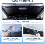 [Upgrade] DooGooCoo Windshield Sun Shade - Small, Sunshade for Car Windshield [Heat Shield & UV Block] Car Sun Shade Protect Interior & Keep Car Cooler Foldable Front Windshield Shade (57x29 Inches) - Image 8
