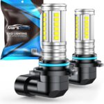 Marsauto H10 9145 LED Fog Light Bulbs 12,000LM, 1:1 Size 360° Illumination 9140 H10 Fog Lights LED, 6500K White Strong Penetration, Upgraded LED Chips 9145 9140 LED Fog Lights, Accessory Light Kits