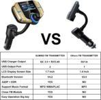 Sumind 2026 Upgraded Wireless Bluetooth Car Adapter FM Transmitter, 1.7'' LCD Display, Flexible Gooseneck, 20W QC3.0&Dual USB Ports, AUX Input/Output for Hands-Free Call, Micro/TF Card(Golden,Normal) - Image 6