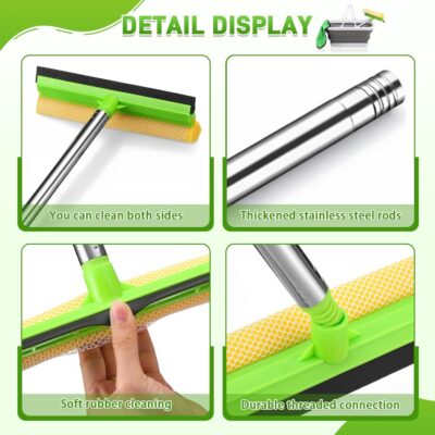 7 Pcs Windshield Car Squeegee and Collapsible Washing Bucket Combo Set 2 in 1 Squeegee Window Cleaner with Long Handle Car Interior Glass Cleaning Tool Reusable Pads Towel Spray Bottle - Image 6