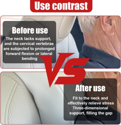 Car Neck Pillow, Memory Foam Ergonomic Auto Headrest Cushion Pillow, Relieve Driving Fatigue Car Neck Support Pillows, Comfortable Leather Vehicle Seat Pillows with Adjustable Strap (White) - Image 5