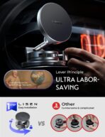 LISEN 15W Magsafe Car Mount Charger, Magnetic Wireless Car Charger, Suction Phone Mount, Vacuum Magnetic Phone Holder for Car Mount for iPhone 17 Pro Max 16 15 14 13 12, Samsung S26/S25, Pixel 10 Pro - Image 3