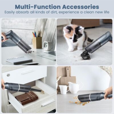 Cordless Car Vacuum Cleaner - Portable Handheld Vacuum with 90° Adjustable Handle,120W / 15000Pa Rechargeable Mini Dust Buster for Cars,Carpets and Pet Hair - Image 7