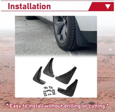 HECASA Heavy Duty Mud Flaps Guards Compatible with 2015-2023 Dodge Challenger Replacement for 82214141 82214142 Black Mud Guards Splash Molded Front & Rear 4Pcs - Image 7