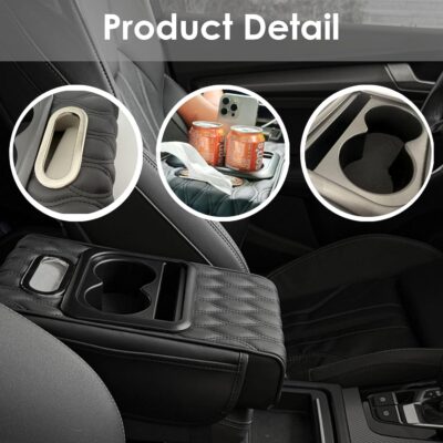 5-in-1 Car Armrest Cushion, Armrest Cover for Car, Nappa Leather Car Console Organizers and Storage for Most Vehicles, Car Accessories (Black, Normal) - Image 5