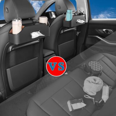 HOLDCY Car Back Seat Organizer with 2 Drink Cup Holder - Tissue Box and Storage Box Hook - Multi-functional Storage - Great for Kids and Travel (Black) - Image 3