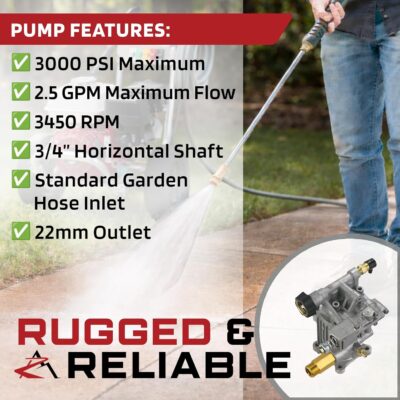 The ROP Shop 3000 PSI 2.5 GPM Horizontal 3/4" Shaft Pressure Washer Water Pump Compatible for Karcher K2400HH, G2400HH, Honda GC160 - Image 6