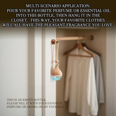 Refillable Car Air Freshener Hanging Diffuser, Empty Glass Bottle with Reed Sticks for Essential Oils, Car Scent Diffuser and Aromatherapy Pendant Decor for Women and Men, 2 Pack - Image 7