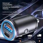 Car Charger PD30W+22.5W 12V-24V USB Charger Adapter Portable Mini USBC Cars Fast Charging Adapter - Image 3