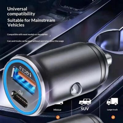 Car Charger PD30W+22.5W 12V-24V USB Charger Adapter Portable Mini USBC Cars Fast Charging Adapter - Image 3