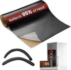 Heat Shield Automotive Aluminum Reflects 95% of Radiant Heat, 12" x 24" Stove Heat Shield to Protect Refrigerator, Heat Shield Wrap for Exhaust, Motorcycle, Wood Stove, Cabinet, Fireplace (Black)