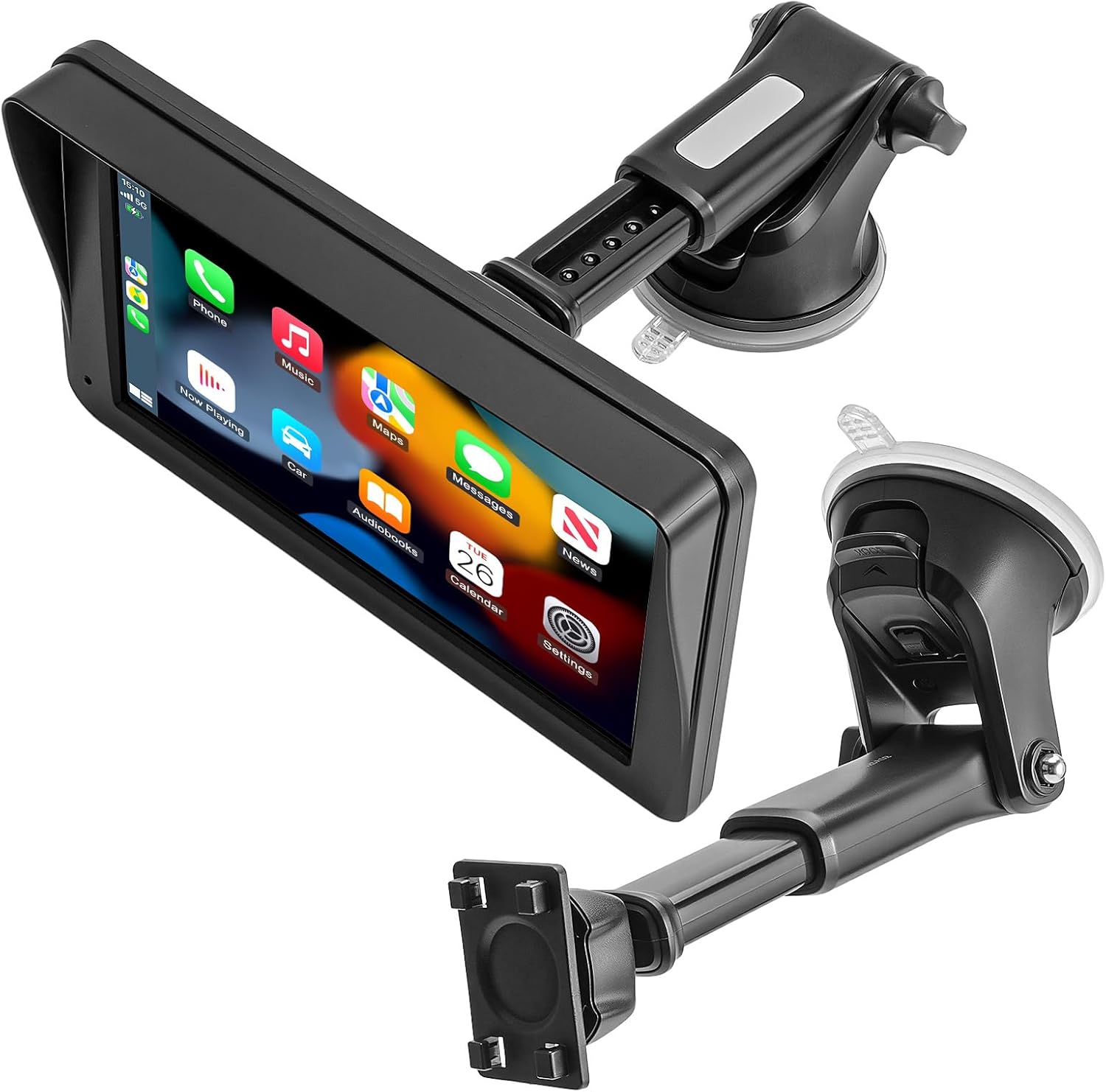 71smLxvGrEL._AC_SL1500_.jpg 1Zero Replacement Suction Cup Car Mount for CarPlay Screen with Quick Extension Arm, Compatible with 7-11 Inch Portable Car Play Screens, Adjustable Dashboard Windshield in-Car Monitor Bracket Holder - Image 1
