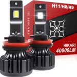HIKARI WINGS 2026 40000LM H11/H8/H9 LED Bulbs, 45W Upgraded Core Chips, High Lumens Kit, 6000k Cool White, IP68 Waterproof, H16 Foglight