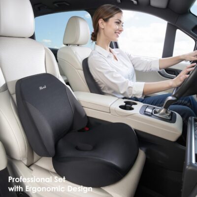 FLORICH Lumbar Support Pillow and Car Seat Cushion, Ergonomic Back Support Pillow and Seat Chair Cushion for Office Chair Memory Foam Lumbar Support and Car Seat Cushion for Car Seat Driver - Black - Image 5