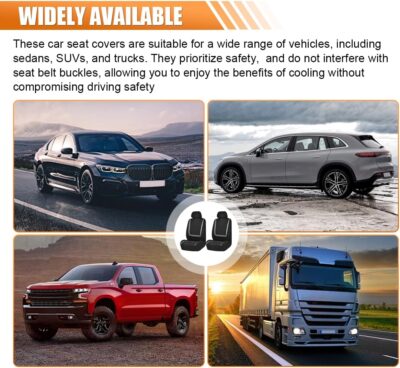 Car Seat Covers, Breathable Comfortable Automotive Seat Protectors, Anti-Slip 2 Front Seats Covers Airbags Compatible, Universal Washable Vehicle Accessories for Car, Truck, SUV (Black/Grey) - Image 6