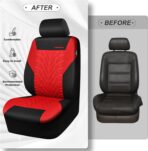 CAR PASS Car Seat Covers Full Sets, Front & Split Rear Bench for Car, 3D Tyre Embossed Automotive Interior Covers, Airbag Compatible, Quick Setup Universal Fit Seat Covers for Car, SUV(Black Red) - Image 6