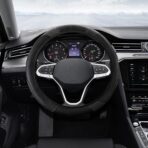 Car Steering Wheel Cover, Steering Wheel Protector, Universal 14.5-15 Inch Microfiber Leather Breathable Auto Steering Wheel Covers, Carbon Fiber Steering Wheel Cover for Women Men (Black)