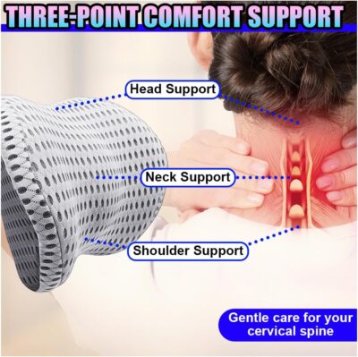Ergonomic Memory Foam Car Neck Pillow with Adjustable Strap & Machine-Washable Cover - Long-Lasting Support for Long Drives & Office Use(Gray) - Image 4