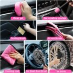 Viewsun Car Vacuum Cordless Rechargeable, 8000PA High Power Handheld Vacuum Cleaner with 17PCS Car Cleaning Kit, Pink Auto Accessories for Women Gift - Image 7