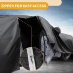 All-Weather Waterproof Car Cover - UV-Resistant Outdoor Full Exterior Protection for Audi A3 Sedan 2013-2025 210D-PU Black with Right Side Zipper - Image 6