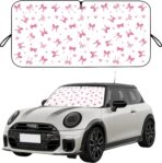 Car Windshield Sun Shade, Cute Bow Sun Visor - Wear-Resistant Black Tape, Foldable 59'x27.5'/63''x31.5''