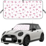 Car Windshield Sun Shade, Cute Bow Sun Visor - Wear-Resistant Black Tape, Foldable 59'x27.5'/63''x31.5''