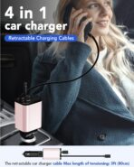 Retractable Car Charger Adapter for iPhone 17,4 in 1 Fast Charging Car Phone Charger,69W USB C Car Truck Accessories,Road Trip Essentials Gift for Men Women for iPhone 17 Pro Max/16/15/14/13/12,Galaxy - Image 7