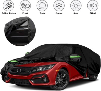 Waterproof Car Cover Replace for 2011-2023 Honda Civic Hatchback, 6 Layers All Weather Custom-fit All Weather Car Covers with Zipper Door & Windproof Bands for Sun Snow Rain Dust Protection - Image 7