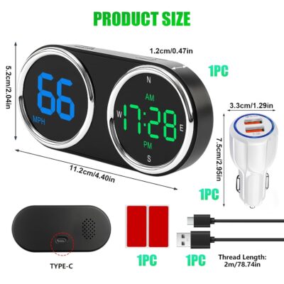 GPS Digital Speedometer for Car MPH, Universal HUD Speed Meter with LED Large Font, Plug Play for Car Truck Motor SUV Golf Cart All Vehicles (Colorful MPH KM/H Speedometer) - Image 7