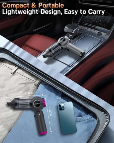 Handheld Car Vacuum Portable Cordless 25000Pa High Power Small Mini Hand Vacuum Rechargeable 4-in-1 Wireless Handheld Vac for Car Office Desktop Home Cleaning Ideal Gifts for Men & Women - Image 7