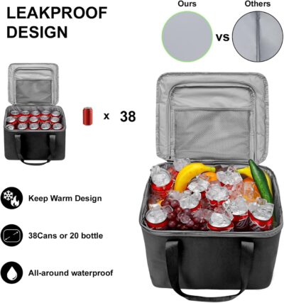 Car Trunk Organizer and Storage with Lid & Removable Leakproof Cooler Bag, Car Accessories 6 Removable Dividers for Custom Space, Collapsible Large Trunk Organizers Interior for SUV Sendan with Cover - Image 5