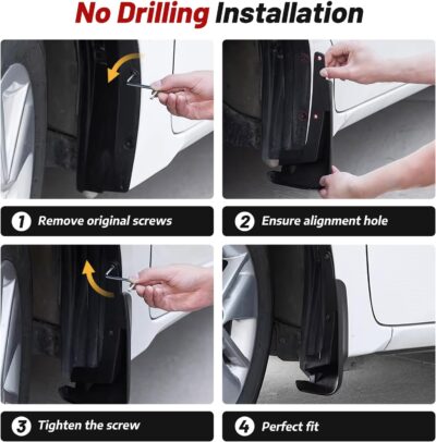 Sunsdrew Mud Flaps for 2024 2025 2026 Kia EV9 Accessories,All Weather Guard EV9 Guards Mudguards,No-Drill Front&Rear 4PCS Mud Flaps Set with Hardware(Without Running Board) - Image 7