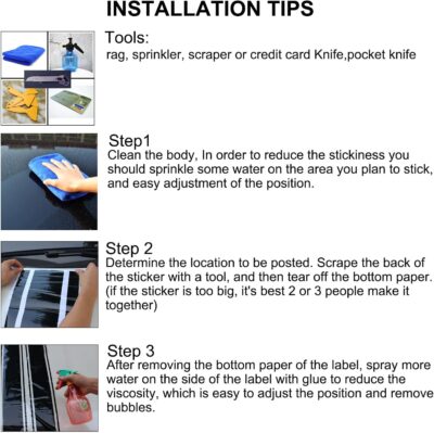 Car Hood Stripe Sticker Universal Auto Racing Stripes Body Side Decal Vinyl Stripe Sticker Accessories Modified Decoration for Car Vehicles (Black, 63 * 11'') - Image 6