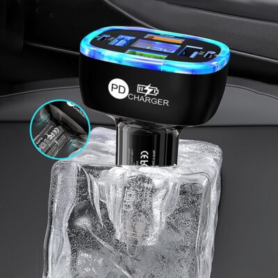 6-in-1 Multi-Function Car Charger with LED Digital Display, PD 3.1A & QC3.0 Super Fast Charging, Fire-Proof PC Body, Multi-Port USB/Type-C Car Adapter for iPhone Android Tablets Cars - Image 5
