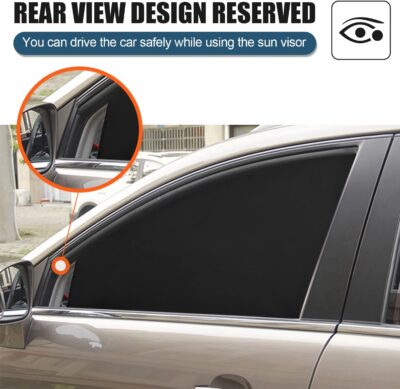 Car Side Window Sun Shades, 4 Pcs Magnet + Velcro Reinforcement Universal UV Protection Blackout Privacy Car Curtains for Family, Baby, Kids, Camping - Image 5