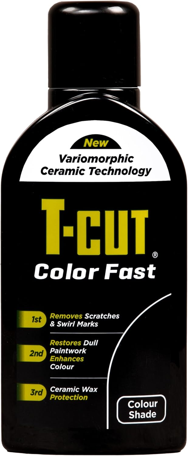 71tWuPaty9L._AC_SL1500_.jpg T-Cut 3-in-1 Color Fast Black Car Polish, 17fl oz – Cleans, Restores & Protects - Removes Scratches & Swirl Marks - Enhances Color & Leaves a Durable Protective Shine - with Ceramic Wax Protection - Image 1